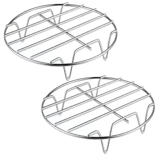 2 Stück Edelstahl Einlegerost Dampfrost, Kochständer Eier-Dampfgestell, Rund Topfuntersetzer Steamer Rack, Dämpfeinsatz Für Kochtöpfe Töpfe Abkühlgitter Kuchengitter (15 * 4.5CM)