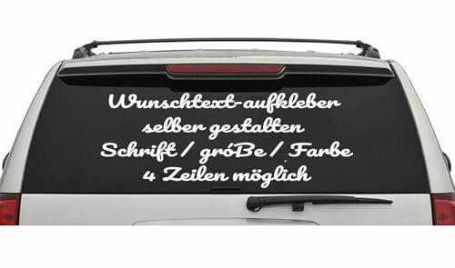 Wunschtext Aufkleber für Auto, LKW, SUV – Individuell gestaltbar – Für Heckscheibe – Privat & Gewerblich geeignet
