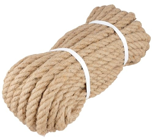Corde de jute robuste de 20 mm d'épaisseur pour grattoir, clôture, quais et travaux manuels (marron)