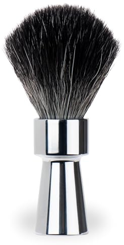 MERKUR Rasierpinsel 1100 | Black Fibre, Synthetikhaar | Glanzchrom | Vegan | Aluminium Griffstück | Made in Germany