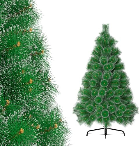 LILIIN Künstlicher Weihnachtsbaum 120 cm, Tannennadeln mit Schnee-Effekt | PVC-Tannennadeln, ca. 80 Spitzen, mit stabiler Ständer, einfache Montage, wiederverwendbar