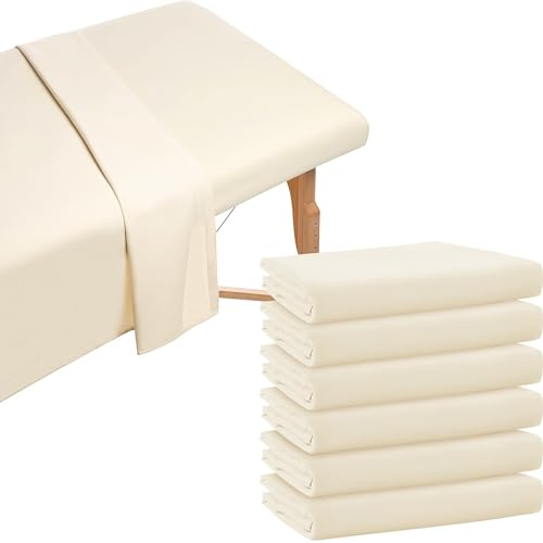 6 Stück Spannbezüge für Massageliegen, 195 x 90 x 18 cm Bezug Set, Beige