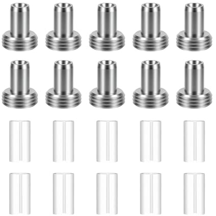 Nextpal 20 Pcs VFL Fiber Optic Visual Fault Locator Replacement Parts, 10 Ceramic Sleeves and 10 Metal Connector Tips Compatible with Fiber Optic Tester Light Meter and Network Cable Tester
