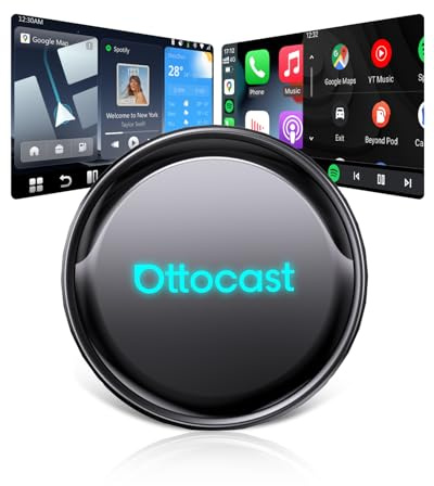 (2026 Nuevo) OTTOCAST P3 Pro CarPlay AI Box, 3-en-1 Inalámbrico Adaptador CarPlay & Android Auto con Salida HDMI, 8GB+128GB, Descargar Cualquier App, Pantalla Dividida para Coches con CP/AA con Cable
