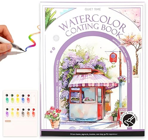 Aquarell Malbuch für Erwachsene, Alnaurly Aquarellfarben Zeichenpapier, Malblock mit Wasserfarben Aquarellbücher Arbeitsbuch Entspannen und Stressabbau