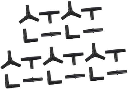 UTHCLO 20pcs Aquarium Airline Tubing Connectors Set, Plastic Oxygen Hose Splitter Fittings with I, T, L, Y Shapes, Black Air Pump Accessories for Fish Tank Aeration