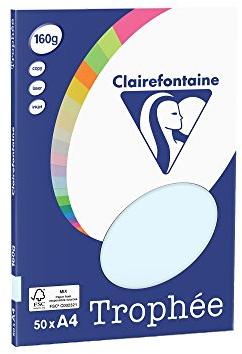 Clairefontaine 4151C - Ries Druckerpapier / Kopierpapier Clairalfa PPP, DIN A4, 160g, 50 Blatt, Hellblau, 1 Ries