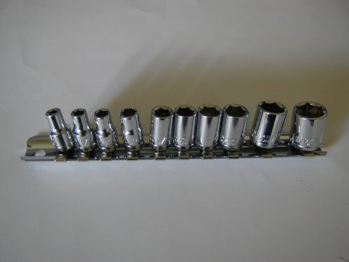 10pc 1/4 Drive AF Socket Set with Rail