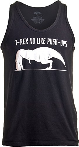 T-REX NO Like Push-UPS | Funny Adult Weight Lifting Workout Cross Train Tank Top(X-Large) Black