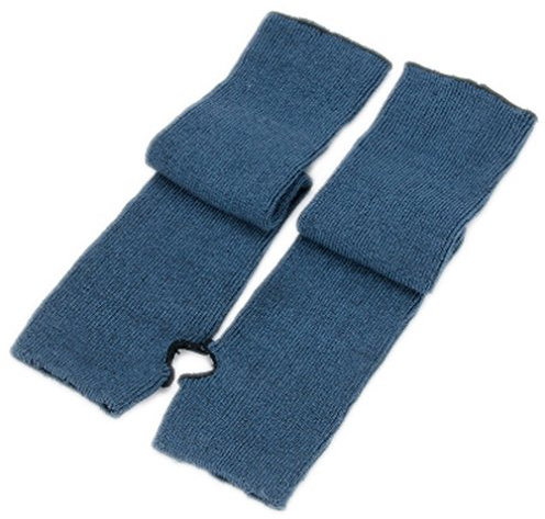Ele Gens Damen Fingerlos Armwärmer Armstulpen Handschuhe gestrickt Lang Baumwolle (Blau)