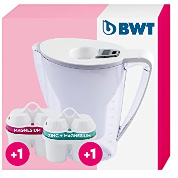 BWT - 125305611 - Filtro de agua de mesa PENGUIN - 2,7 l, blanco - Jarra con 2 cartuchos de filtro, 1x ZINC y magnesio mineralizado agua mineralizada 1x magnesio mineralizada agua mineralizada