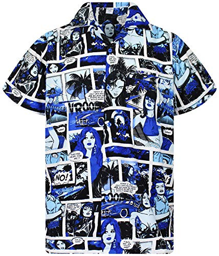 King Kameha Funky Hawaiihemd, Comic, monoblau, M