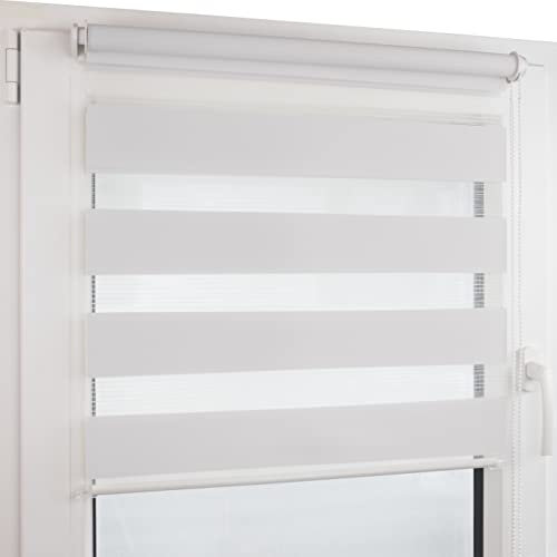 Deco4Me Doppelrollo Klemmfix ohne Bohren (50 x 200 cm, Weiß) - Duo Rollo lichtdurchlässig - blickdichte Rollos für Fenster ohne Bohren - Klemmrollo, Fensterrollo, Innenrollo (Stoffbreite 46 cm)