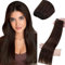 LaaVoo Echthaar Tressen Extensions Dunkelbraun Haarverlängerung Echthaar Tressen Zum Einnähen Remy Haar Extensions Echthaar Braun 35cm 80g #2 Glatt