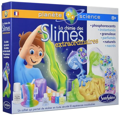 SentoSphère - LA CHIMIE DES SLIMES EXTRAORDINAIRES - Jeu scientifique - Kits experiences scientifiques - Planète Science - A partir de 8 ans - Fabriqué en France, Bleu