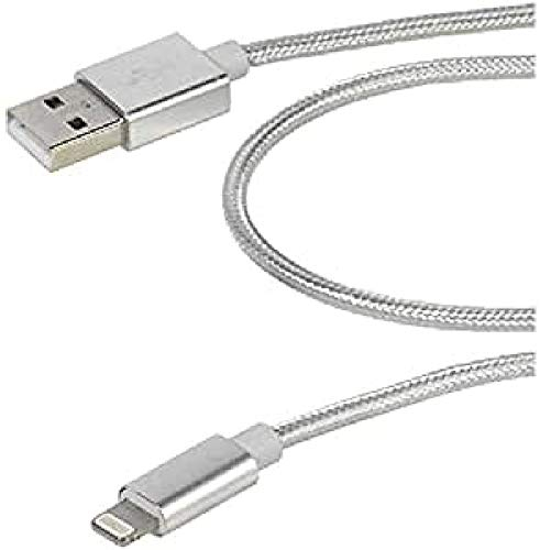 Vivanco 38308 USB-A auf Lightning Datenkabel 2m Schnellladung Apple MFi Zertifizierung - Nylon geflochten, Silber