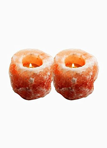 HSD, Portacandele in 100% sale rosa dell'Himalaya naturale, confezione da 2