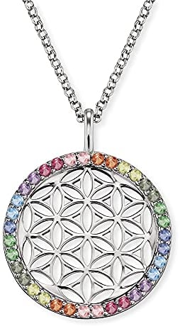 Engelsrufer Damen Halskette Sterling Silber Lebensblume Zirkonia Anhänger, Längenverstellbar, Karabinerverschluss, Nickelfrei, Symbol für Harmonie und Lebensfreude
