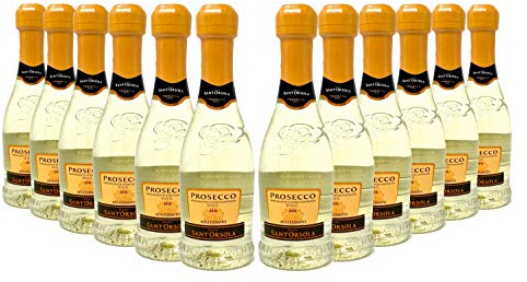 Canti - Prosecco D.O.C. Millesimato, Extra Dry Wine, in Baby Bottles, Italian Glera Grape Variety from Veneto, Fruity and Floral Taste, 12x200 ml