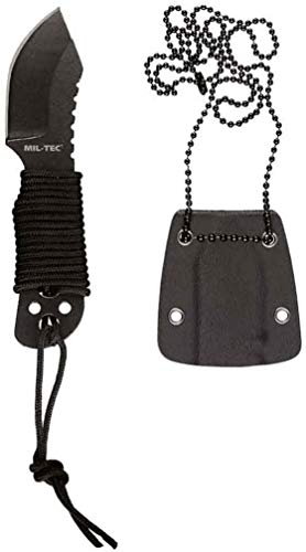 Mil-Tec Unisex – Erwachsene Paracord Neck Knife, Schwarz, 10.5 cm
