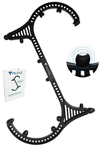 FELETICS® Triggerpunkt Massagegerät - 30seitiges Anwendungsheft und Videos zur Selbstbehandlung und Massage für Rücken Nacken Schulter + rotierende Stahlkugeln zur Reflexzonenmassage