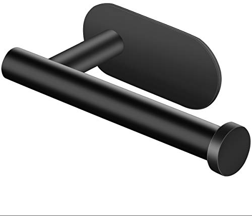 Jinlaili Toilettenpapierhalter Schwarz Ohne Bohren, Edelstahl Wand Klopapierhalterung Selbstklebend für Toilette, Bad, WC Papier Halterung Wasserdicht Rostbeständig