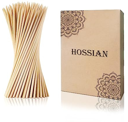 HOSSIAN 150pcs 6inch Φ4mm Natural Bamboo Skewers -Skewers for Appetizers-Caramel Apple Sticks,Crafting and Cocktails (15CM)