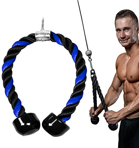 Taeku Corda Tricipiti Palestra, Nylon Manici Antiscivolo Tirare Giù Corda Attaccatura Intrecciato Cavo Tricep Corda per Fitness in Palestra O Casa (Blu 70CM)