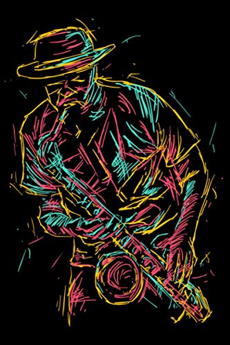 Geschenkidee für Saxophonspieler Saxophon Abstrakte Kunst: DIN A5 Doted Gepunktet 120 Seiten / 60 Blätter Notizbuch Notizheft Notiz-Block Jazz Musik Motive Saxophon Spieler Geschenk