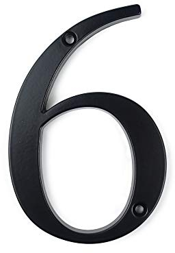 HASWARE Plaque de numéro de maison 4 pouces (10 cm) Numéros de porte modernes Plaque de signalisation Numéros d'adresse de la maison en alliage de zinc (6, Noir)