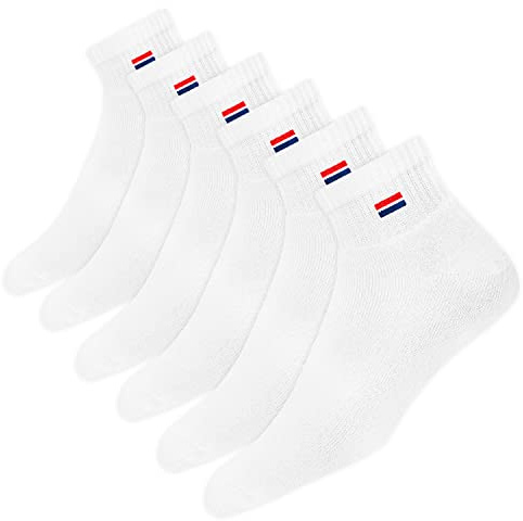 NAVYSPORT Chaussettes Homme Sport Coton Coussin Quart Long - Lot de 6 Paires Chaussettes Courtes Unisexe