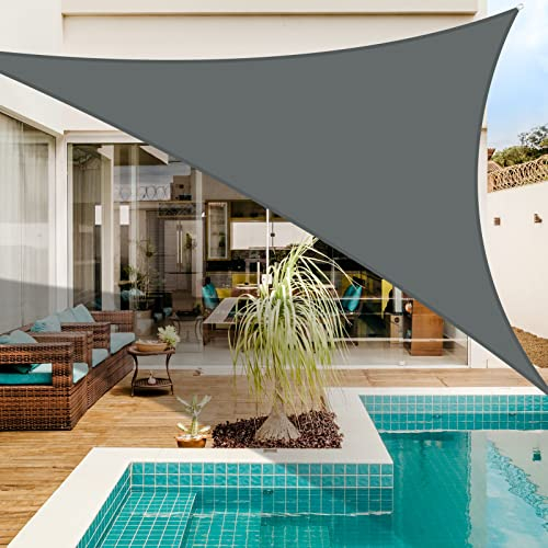 NAKIHOUSE Sonnensegel Dreieckig 5x5x5m Wasserdicht Sonnenschutz Sun Segel 98% UV-Schutz Segel für Balkon Garten Terrasse Markise Camping Pool (Grau)