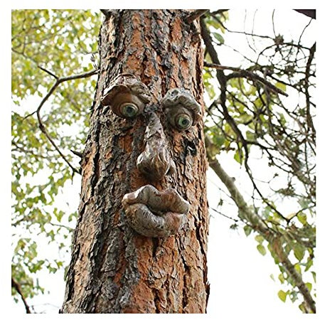 Detrade Vieil Homme Tree Hugger,Jardin Peeker Yard Art,Yard Art Sculpture Décorations Extérieur Sculpture Arbre Visage Jardin Arrière-Cour Décoration, Drôle de Résine Arbre Visage Birdfeeder (A)