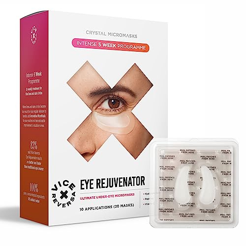 Eye Rejuvenator: patchs oculaires à micro-aiguilles – Masque sous les yeux – Hydrate et éclaircit, stimule la production de collagène – Peptides, acide hyaluronique, vitamine C (10 paires)