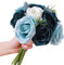 Blumensträuße für Hochzeit, handgefertigt, Brautstrauß mit Blumen, elegant, künstlich, blau, grün, babyblau, weiß, Kunstseide, Rosen, Brautjungfer, Brautparty, Heimdekoration