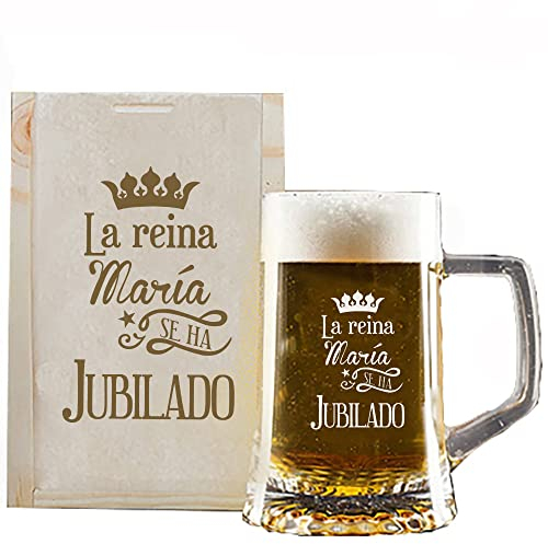 CALLE DEL REGALO Jarra de cerveza para jubilación con caja de madera
