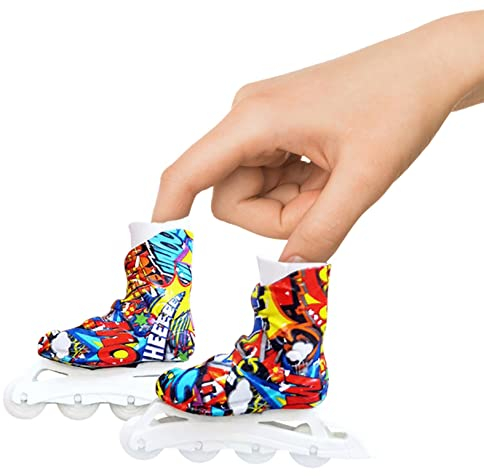 Sanshao Mini Finger Rollschuhe | Finger Skates Spielzeug | Mini Sneakers Schlüsselanhänger Dekoration Geschenk für Kinder Jungen Mädchen | Bunte Fingerschlittschuhe Spielzeug Trainingsrequisiten (B)