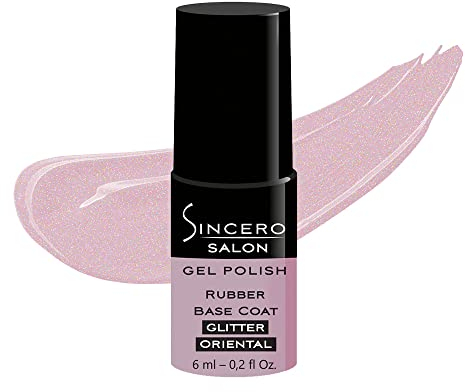 Sincero Salon - Rubber Base Gel Glitter Oriental - Nagelhärter - UV Nagellack für Nagelschutz und beschädigte Nägel - Gel Polish für Maniküre