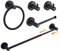 Black Bathroom Hardware Accessories Set - Adjustable 33-60CM Towel Rail Toilet Roll Holder Towel Ring 2Pcs Towel Hooks - Wall Mounted SHUNLI
