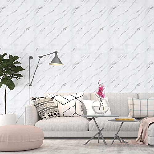 JOLIHOME Papier Peint Avec Effet Marbre Blanc Pailleté Autocollant Mural Noir et Marron Décollez et Collez Film Vinyle en Plastique Avec Dos Collant Étanche 40x500cm