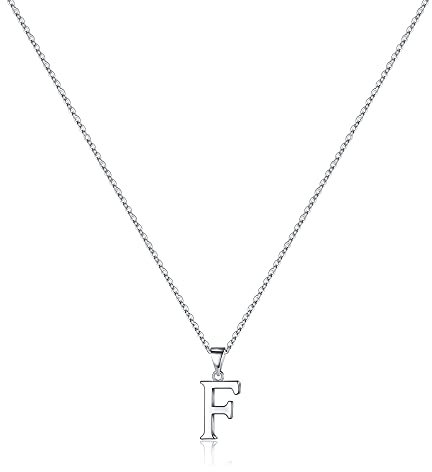 TINGN Kette Silber 925 Damen, Silber Kette mit Buchstaben F Anhänger Halskette Mädchen Buchstaben Halskette Damen Schmuck Kinder Jahrestag Geburtstag Geschenk für Frauen Freundin Mama Teenager Mädchen