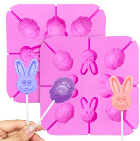 2 Stück Ostereier silikonformen für Lutscher,Ostern Kaninchen Backform Dessert Tools,Seifen Schokoladen Cake Pudding Jelly Mould,für Ostern kreative DIY - Wiederverwendbare