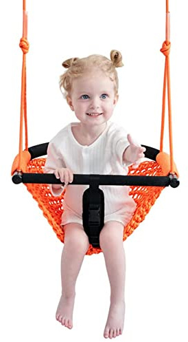 SFITVE Babyschaukel,Kinderschaukel mit Verstellbaren Seilen,für Kinder Heavy Duty Seilspiel Sicher Kinder Swing Set, für Outdoor Indoor,Garten(Color:Orange)