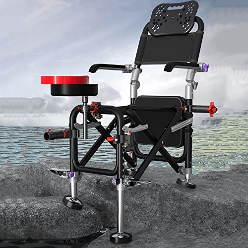 ZJIEX Faltbar Regiestuhl Campingstuhl Angelstuhl, Karpfenstuhl Belastbar 150kg Fischerstuhl, Klappstuhl Mit Armlehnen, Verstellbar Rückenlehne Und Tragetasche(Folding Chair)