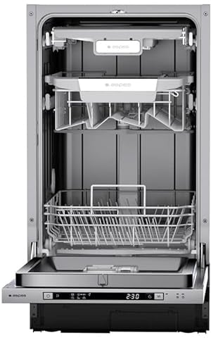 Aspes Lavavajillas Integrable 45cm Inox AJI104500ED. 2100W, 10 Cubiertos, 3 Bandejas, 7 Programas, Display LED manual, Eficiencia Energética Clase E