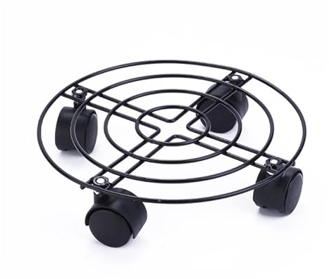 TopHomer Runde Pflanzenroller Blumenroller 1Stück mit 4 360° feststellbaren Lenkrollen für Innen- und Außenbereich 25 x 6 cm