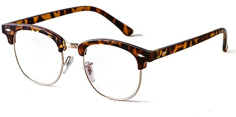 ADEWU Retro Brille mit Blaulichtfilter Herren Damen Nerd Brille Ohne Stärke Halbrahmen Augenkomfort für PC Tablet Handy