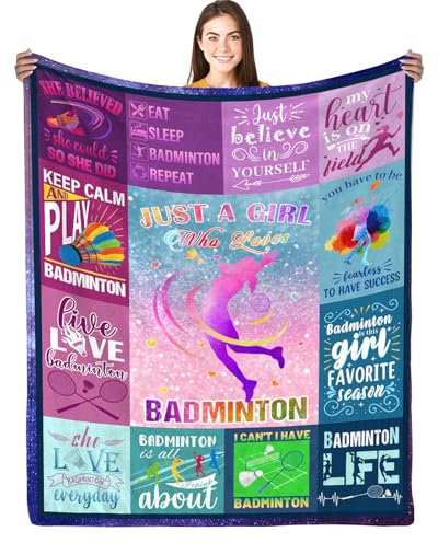 CIUGOIG Badminton-Decke, Badminton-Themen-Geschenke für Frauen, Badminton-Sport-Geschenke für Mädchen, Badminton-Liebhaber, Geschenke, Decke, 127 x 152,4 cm