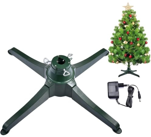 HYQNG Support de Sapin de Noël Rotatif Stable à 360 degrés, Support de Sapin de Noël Artificiel réglable pour Arbres jusqu'à 7,5 Pieds et 80 Livres avec Adaptateur d'alimentation