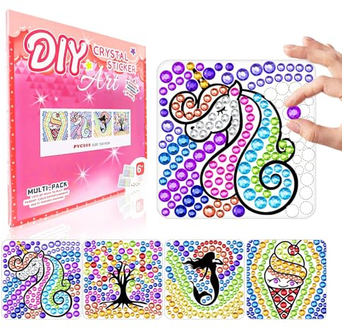 DGHOME Suncatcher Diamond Art Craft Kits for Kids，4 Pieces Diamond Painting Art Set for Girls, No Mess Window Arts and Crafts for Kids Age 5 6 7 8 9 10